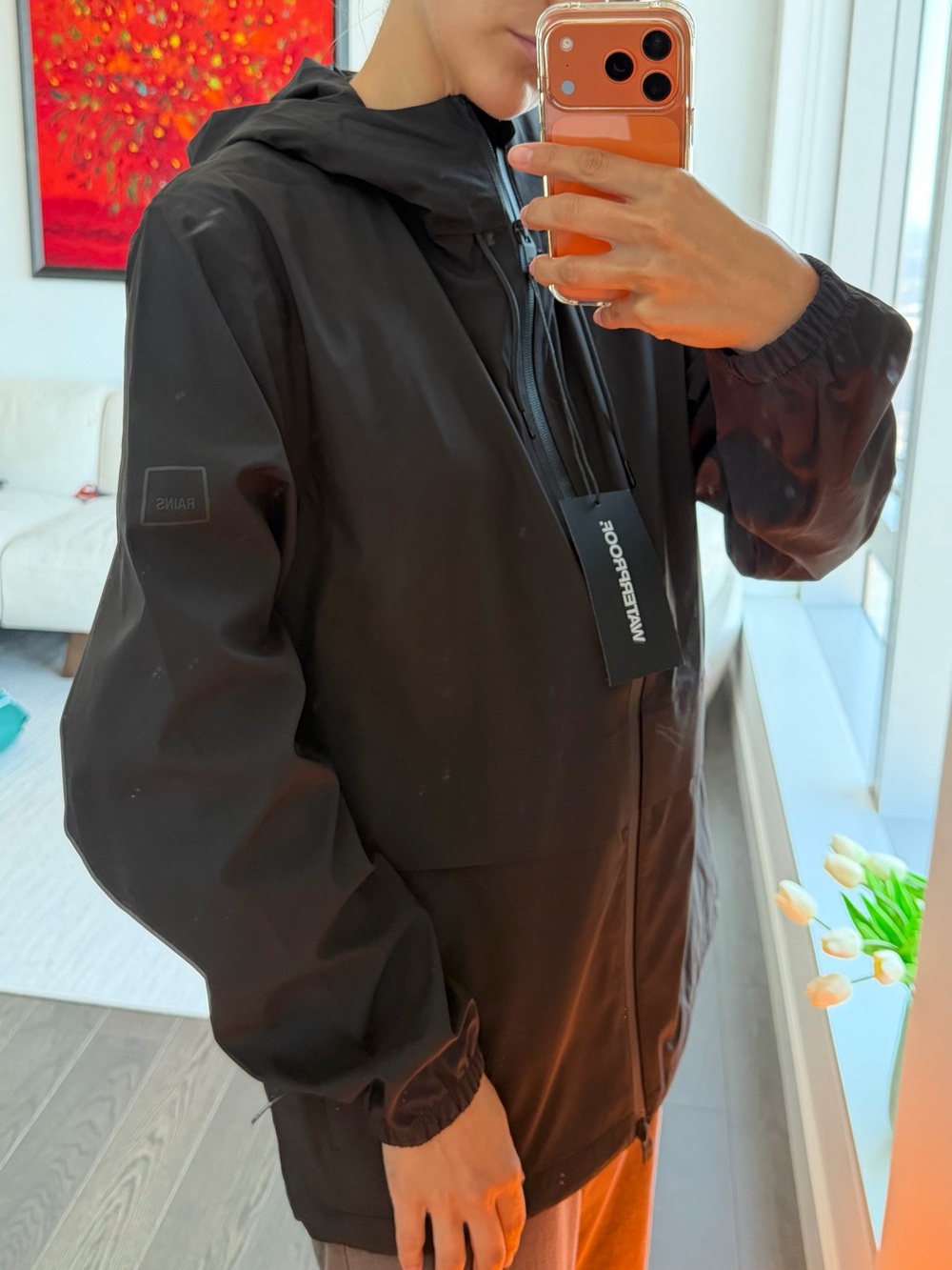 RAINS Suva Hardshell Pocket Jacket W3 – Black – Size S – NWT